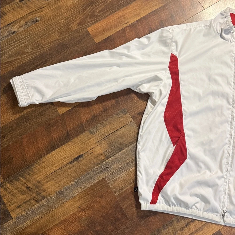 Nike Air Jordan Windbreaker Jacket White Red Zip Up XXL